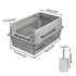 Grey Silver Stainless Steel Cat Litter Box with High Sides, Open Top and Scoop