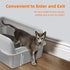 Grey Silver Stainless Steel Cat Litter Box with High Sides, Open Top and Scoop