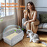 Grey Silver Stainless Steel Cat Litter Box with High Sides, Open Top and Scoop