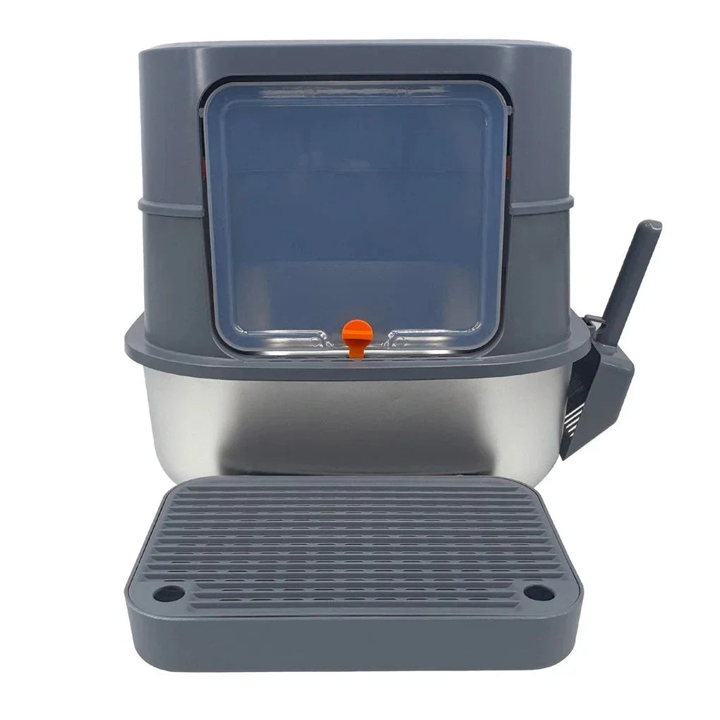 Jumbo Stainless Steel Cat Litter Box for Multi-Cats Large Toilet Box with Removable Lid