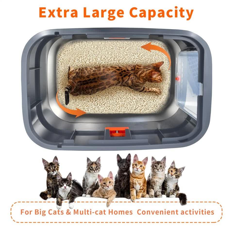 Jumbo Stainless Steel Cat Litter Box for Multi-Cats Large Toilet Box with Removable Lid