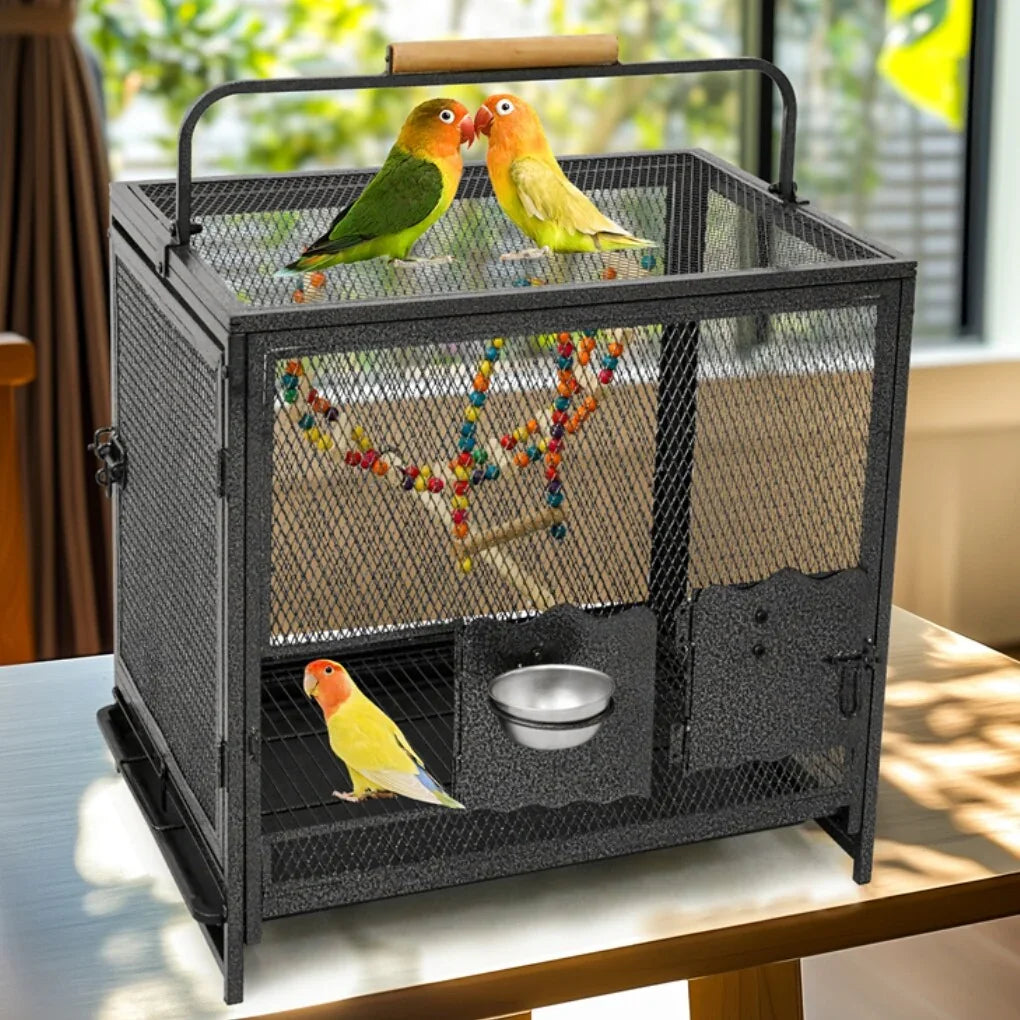 Heavy Duty Metal Bird Cage Parrot Transport Carrying Cage Large Pet Cages Aviary