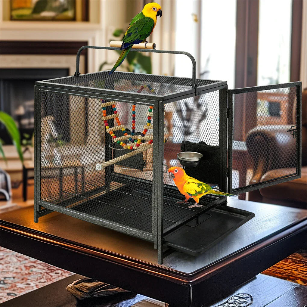 Heavy Duty Metal Bird Cage Parrot Transport Carrying Cage Large Pet Cages Aviary
