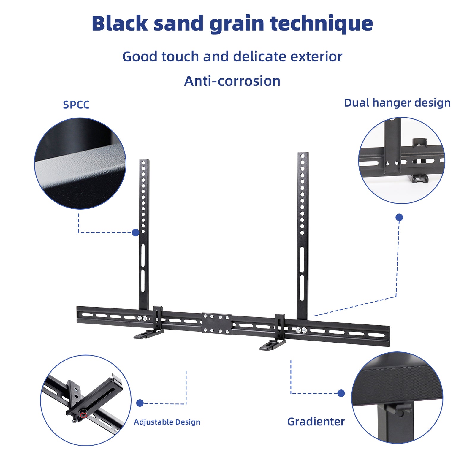 Universal Adjustable TV Soundbar Bracket Soundbar Mount Holder Wall 2Way Install