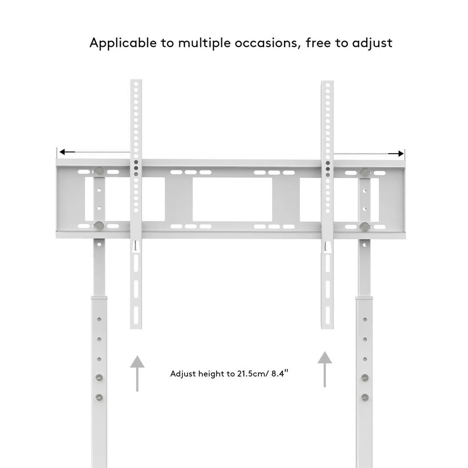 White Adjustable Free Standing TV Stand with Cable Management for TVs Size 32-100inch