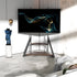 2 Tiers Black Shelves Heavy Duty Universal Tv Floor Stand For 32-75 Inches