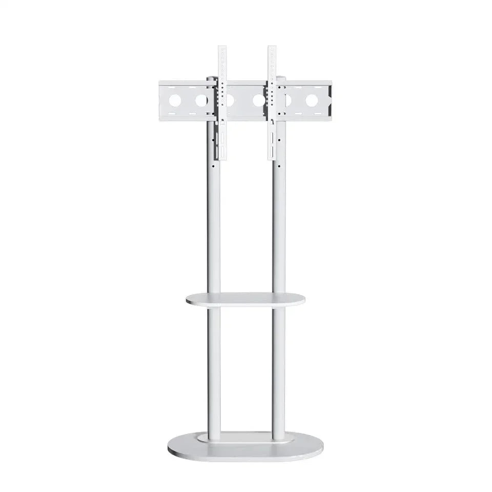 Minimalist Marble Textured Floor Tv Stand 32"-75" Strong Steel Tv Bracket Stable