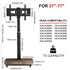 37-75 Inch Electric Height Adjustable Rolling TV Stand - Motorized Floor Mount with Remote Control, Shelf & Lockable Wheels