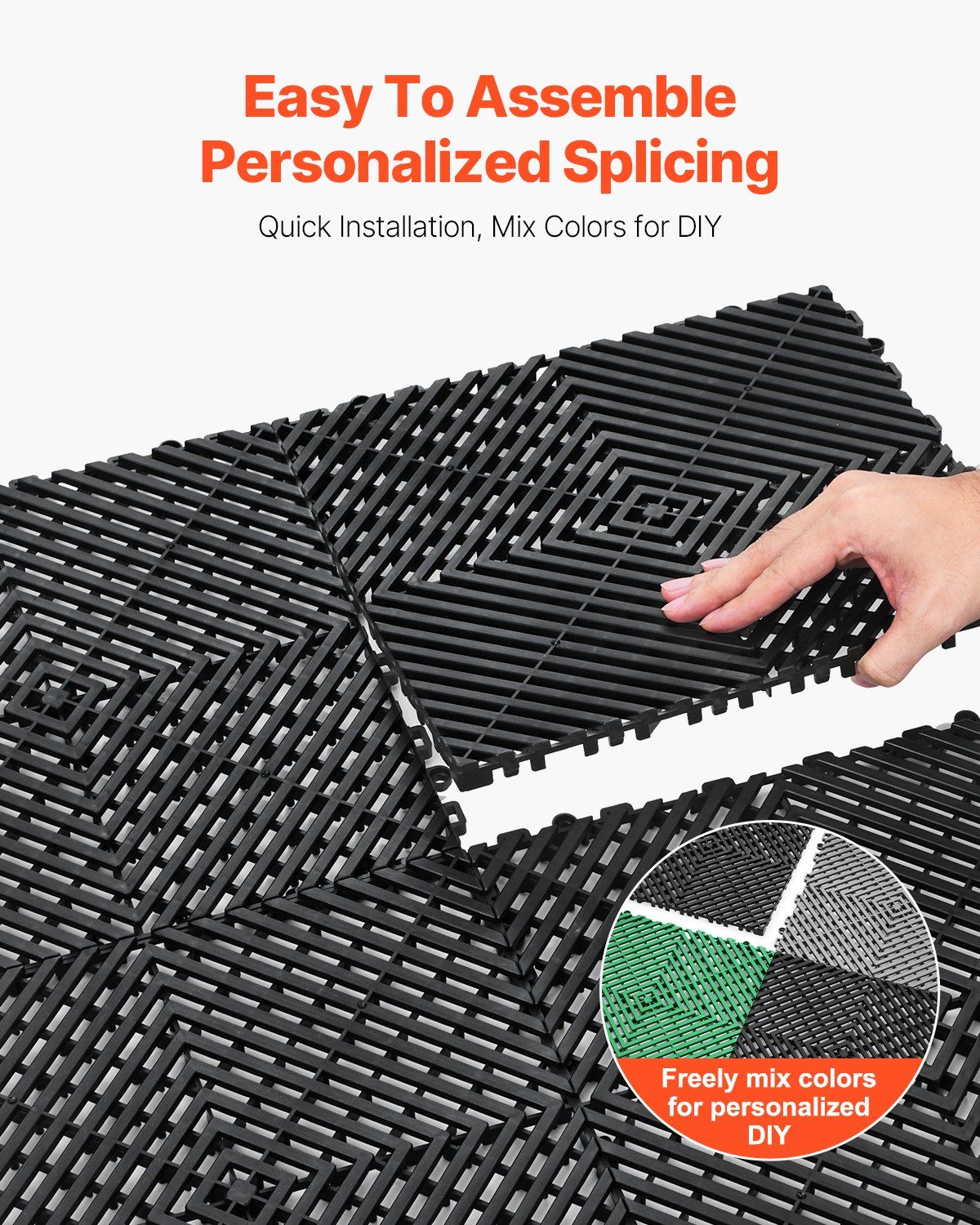 Interlocking Drainage Mat, 31 x 31 cm Modular Interlocking Cushion, 24 Pcs Splicing Drainage Mats, for Garage, Garden