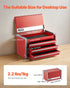 8.6-Inch Portable Metal Tool Box with 3 Drawers, Small Tool Chest with EVA Liners, PP Feet Pads, Heavy-Duty Steel, Ball Bearing Opening, Powder Coated Finish, Red