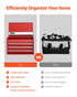 8.6-Inch Portable Metal Tool Box with 3 Drawers, Small Tool Chest with EVA Liners, PP Feet Pads, Heavy-Duty Steel, Ball Bearing Opening, Powder Coated Finish, Red