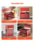 8.6-Inch Portable Metal Tool Box with 3 Drawers, Small Tool Chest with EVA Liners, PP Feet Pads, Heavy-Duty Steel, Ball Bearing Opening, Powder Coated Finish, Red