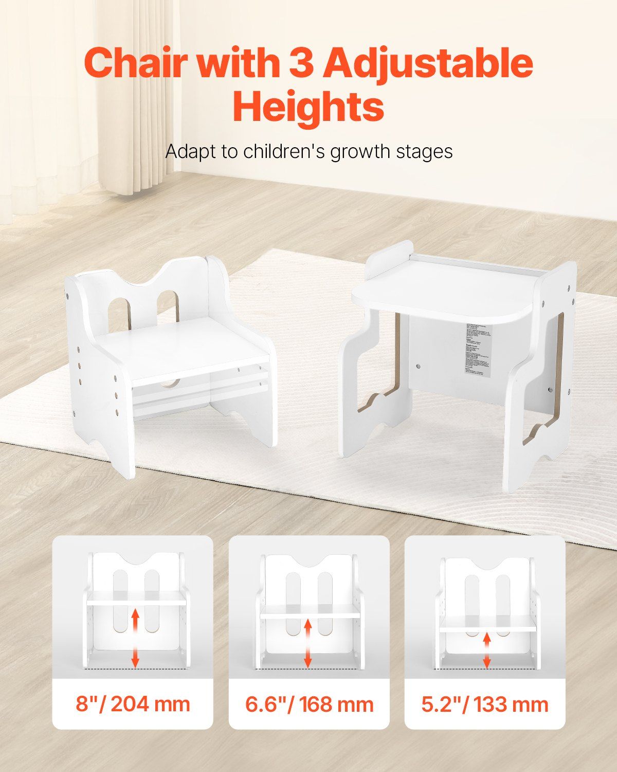 Montessori Weaning Table and Chair Set, 3 In 1 Wooden Toddler Table and Chairs with Chalkboard, Reading, Eating - White