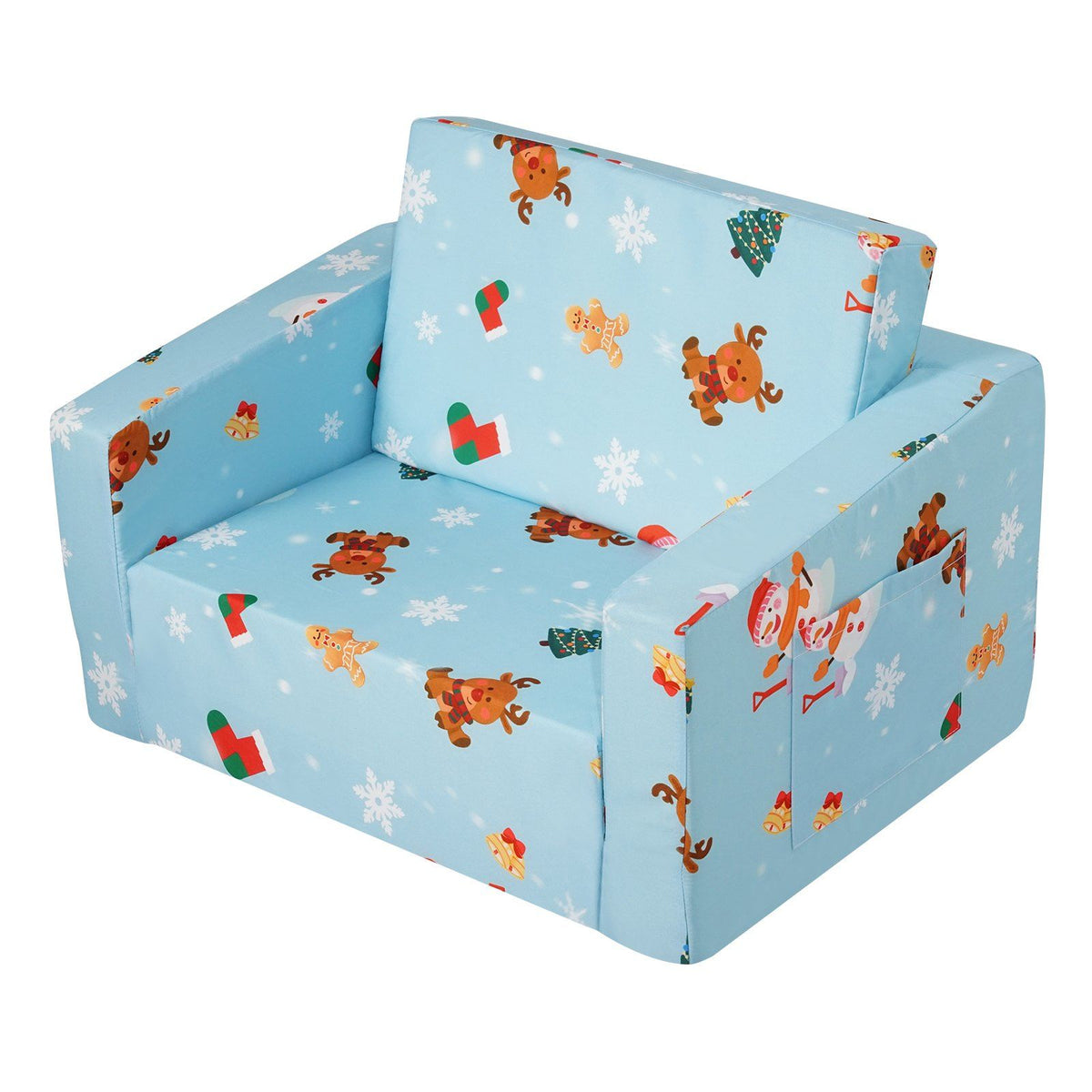 Kids Couch, 2-in-1 Toddler Chairs Comfy, Toddler Couch Sofa Bed Fold Out, Convertible Sofa to Lounger, Sky Blue