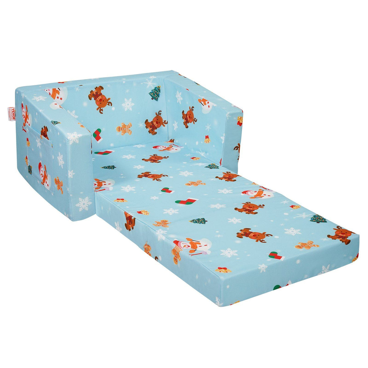 Kids Couch, 2-in-1 Toddler Chairs Comfy, Toddler Couch Sofa Bed Fold Out, Convertible Sofa to Lounger, Sky Blue