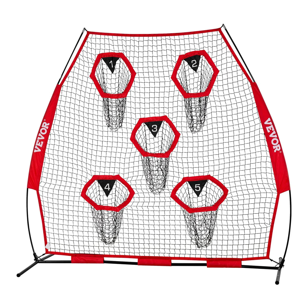 2133.6 x 2133.6mm Football Trainer Throwing Net, Training Throwing Target Practice Net with 5 Target Pockets