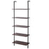 Ladder Shelf, 5-Tier Bookshelf 24x11.8in, Open Wall-Mounted Ladder Shelf with Metal Frame,Storage Rack Sundries Holder for Kitchen Bedroom Bathroom Living Room, Black