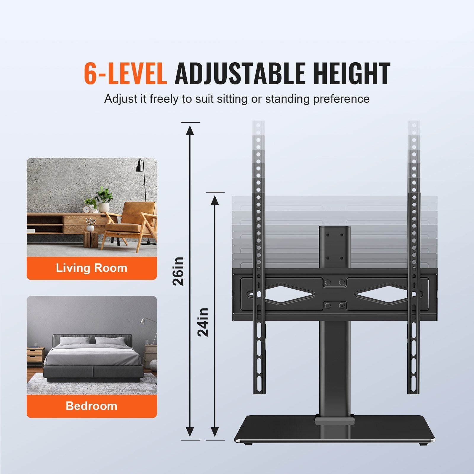 TV Stand Mount, Swivel Universal TV Stand for 32 to 55 inch TVs, Living Room