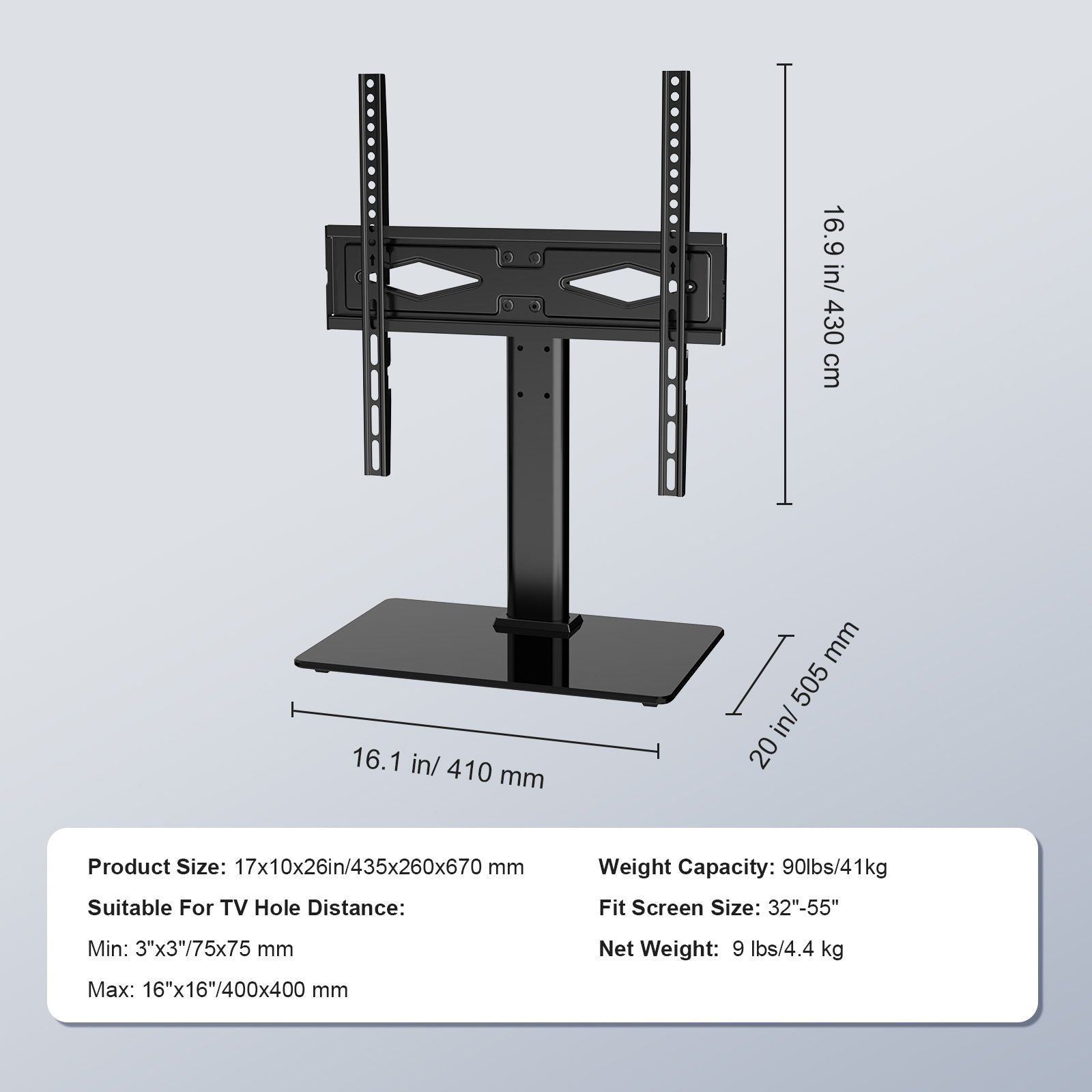 TV Stand Mount, Swivel Universal TV Stand for 32 to 55 inch TVs, Living Room
