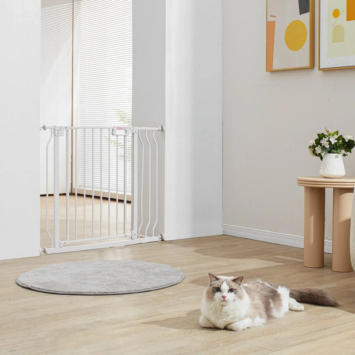 Baby Gate, 749-990 mm Extra Wide, 762 mm High, Dog Gate for Stairs Doorways and House, White