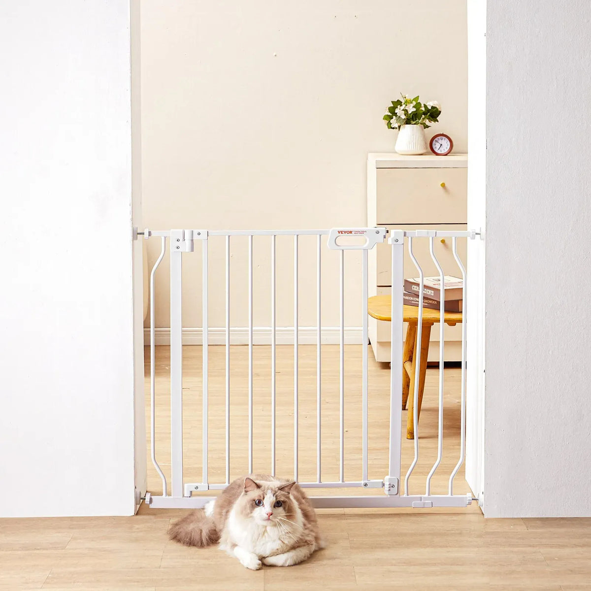 Baby Gate, 749-990 mm Extra Wide, 762 mm High, Dog Gate for Stairs Doorways and House, White