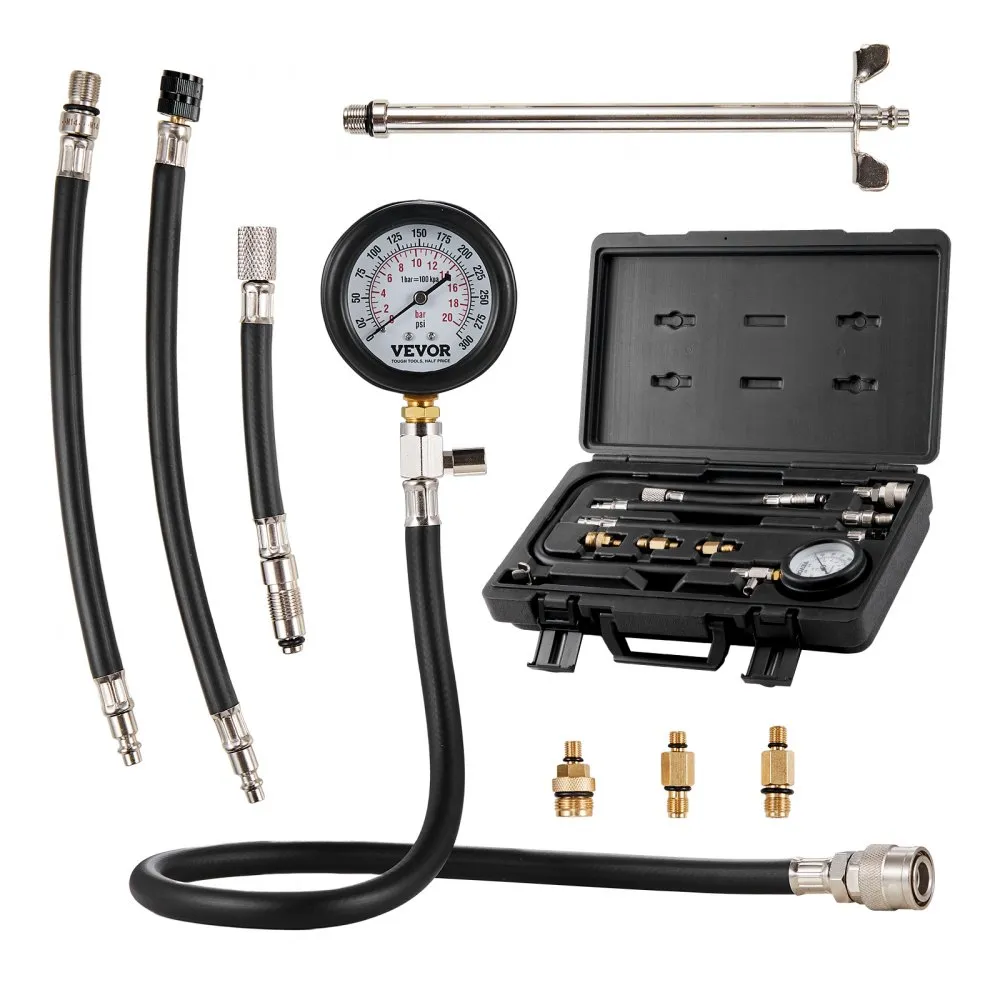 Compression Tester Adapter Kit, 9 Pcs Automotive Engine Cylinder Leak Down Compression Test