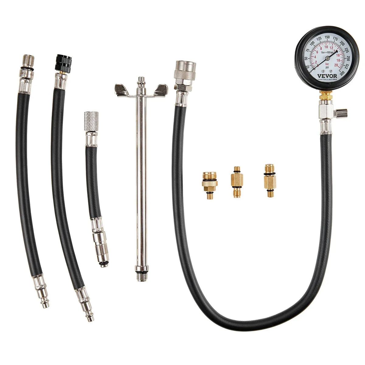 Compression Tester Adapter Kit, 9 Pcs Automotive Engine Cylinder Leak Down Compression Test