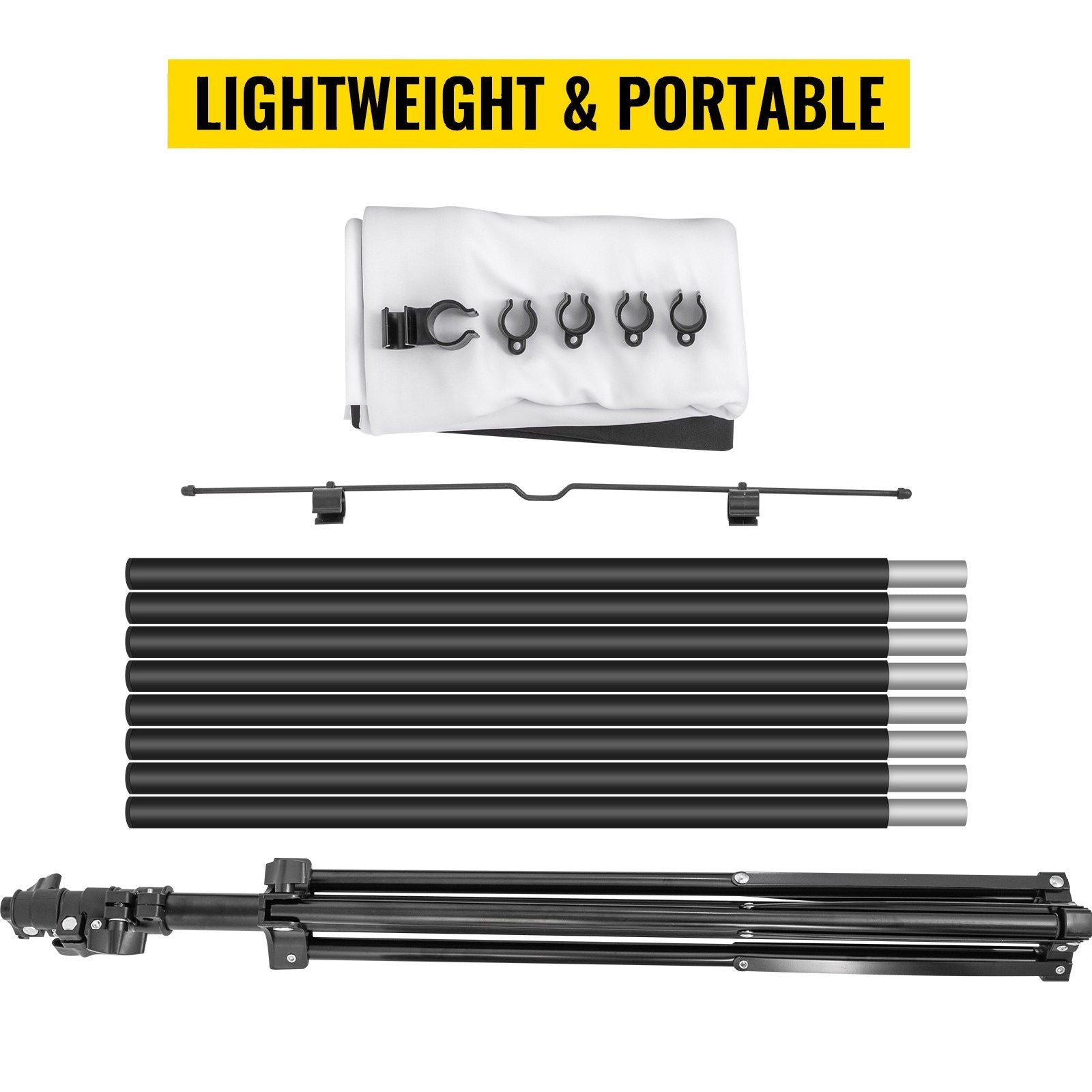 Tripod Projector Screen with Stand 80 inch 16:9 4K HD Projection Screen Stand Wrinkle-Free Height Adjustable Portable