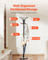 Freestanding Coat Rack, Metal Coats Rack Stand with Umbrella Holder, Stable Marble Base & 14 Hooks, Hall Coat Tree for Entryway, Bedroom, Living Room, Stylish Coats Hanger for Hats, Scarves, Bag