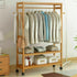 XXL Wooden Clothes Rail Coat Rack with Wheels – Open Wardrobe Organizer