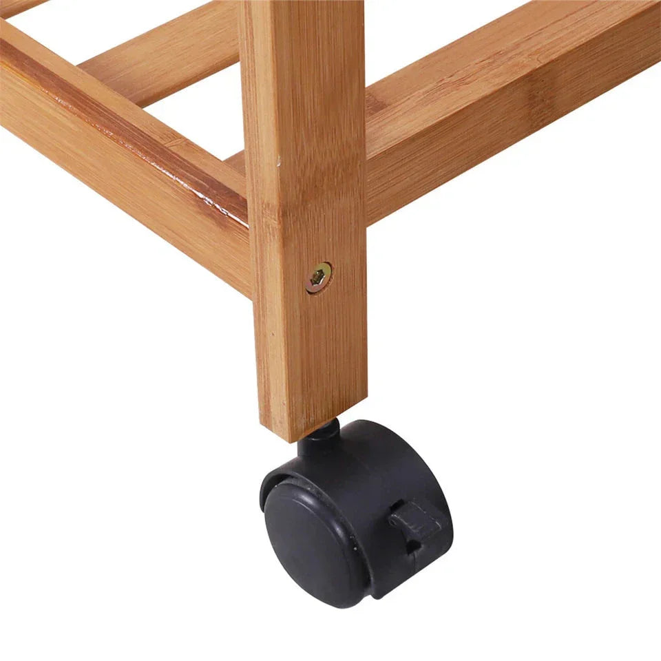 XXL Wooden Clothes Rail Coat Rack with Wheels – Open Wardrobe Organizer