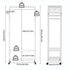 XXL Bamboo Clothes Rail Coat Rack with Wheels, Wooden Open Wardrobe Garment Organizer with Hanging Rod, Shelves and Hooks, White Freestanding Clothes Stand