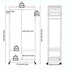 XXL Bamboo Clothes Rail Coat Rack with Wheels, Wooden Open Wardrobe Garment Organizer with Hanging Rod, Shelves and Hooks, White Freestanding Clothes Stand