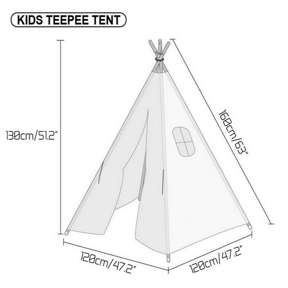 Kids Teepee Tent Black and White Stripe Children Play House for Indoor & Garden