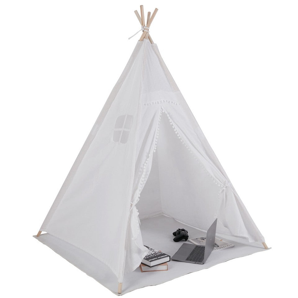 Xxl Kids Play Teepee Tent Indoor Boho Tent Foldable Tipi With Window/Pompom/Mat