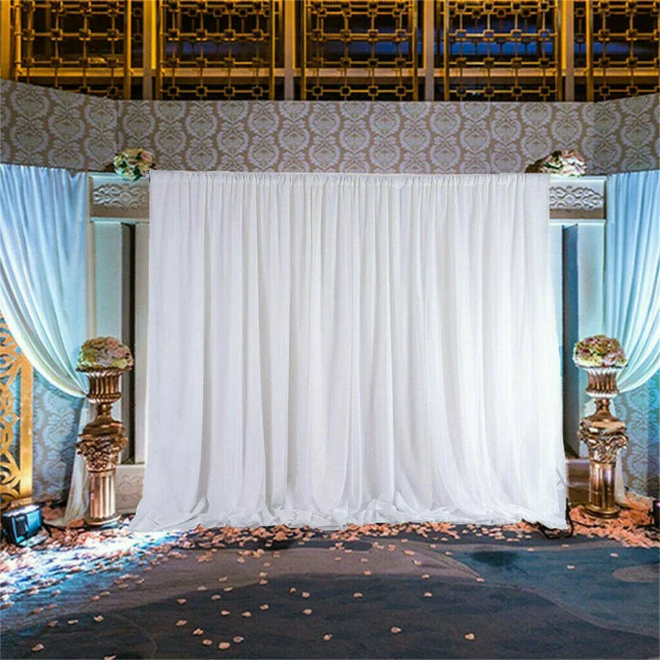 3mx6m 10ft Silk White Backdrop Drapes Curtain Wedding Ceremony Party Home Window Decor