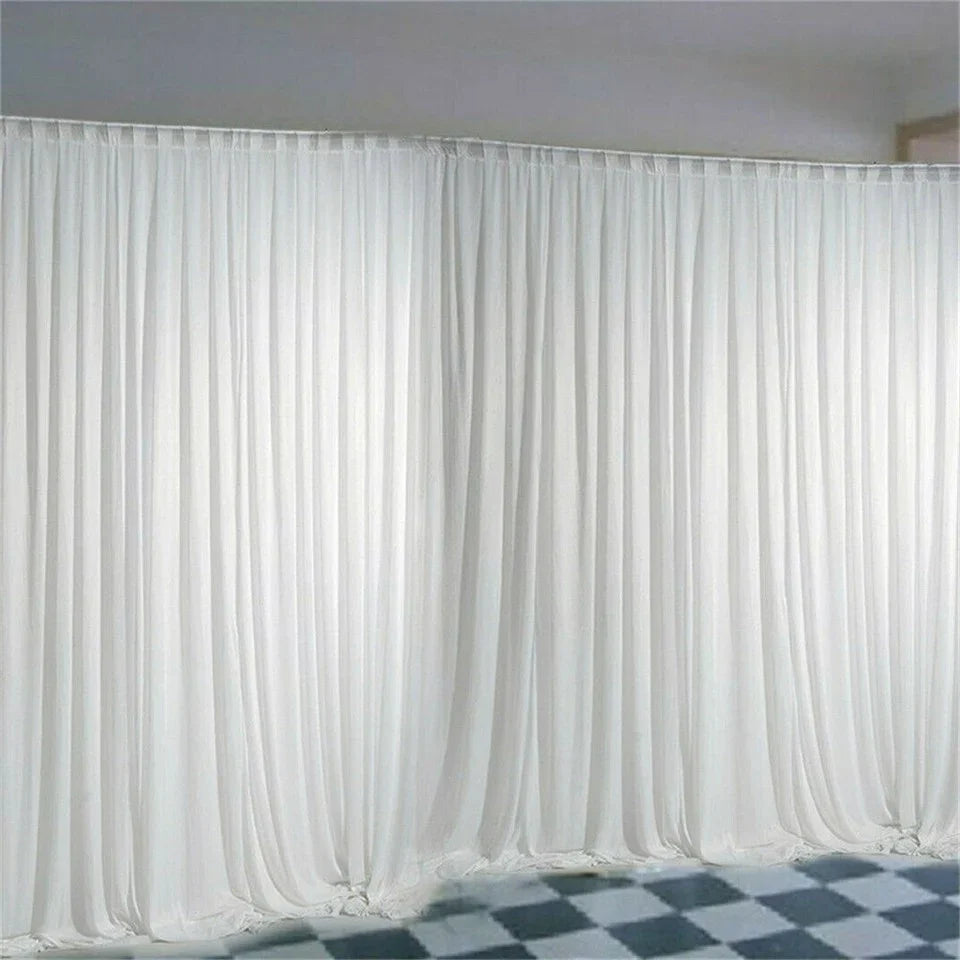 3mx6m 10ft Silk White Backdrop Drapes Curtain Wedding Ceremony Party Home Window Decor