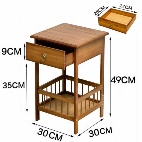 Classic Bedside Table Drawer Side Table Living Room Coffee Tea End Table