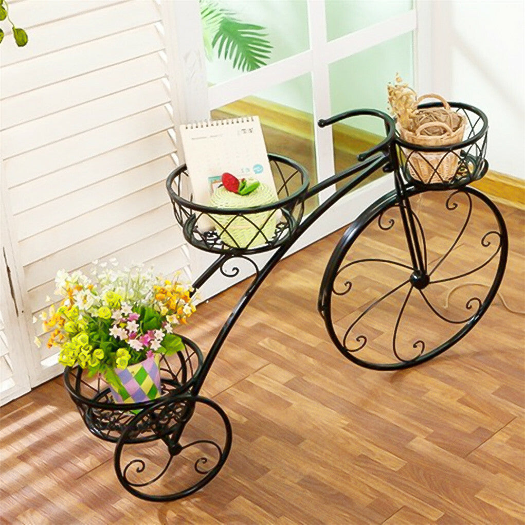3 Tier Bicycle Style Flower Pots Indoor Outdoor Garden Shelf Rack Metal Plant Stand Au