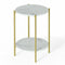 Marble Sofa Side End Table/Coffee Table with Shelf & Gold Iron Legs