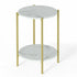 Marble Sofa Side End Table/Coffee Table with Shelf & Gold Iron Legs