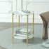 Marble Sofa Side End Table/Coffee Table with Shelf & Gold Iron Legs