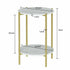 Marble Sofa Side End Table/Coffee Table with Shelf & Gold Iron Legs