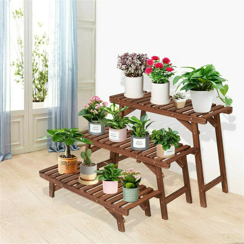 3pcs Plant Stand Flower Step Bench Rack Herb Storage Shelf Garden Indoor Outdoor