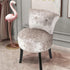 Grey Round Vanity Stool with Padded Seat and Backrest