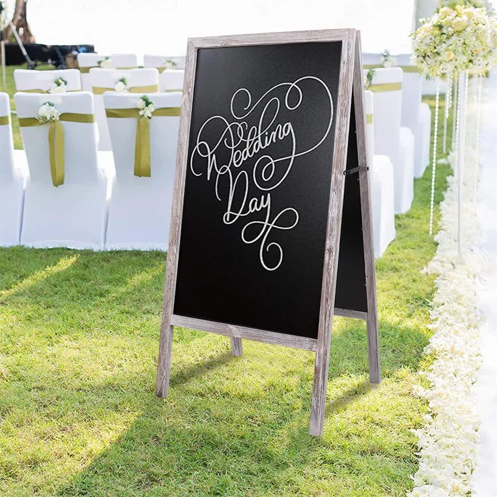 Rustic Wooden Double-Sided Chalkboard Sign for Indoor & Outdoor Use