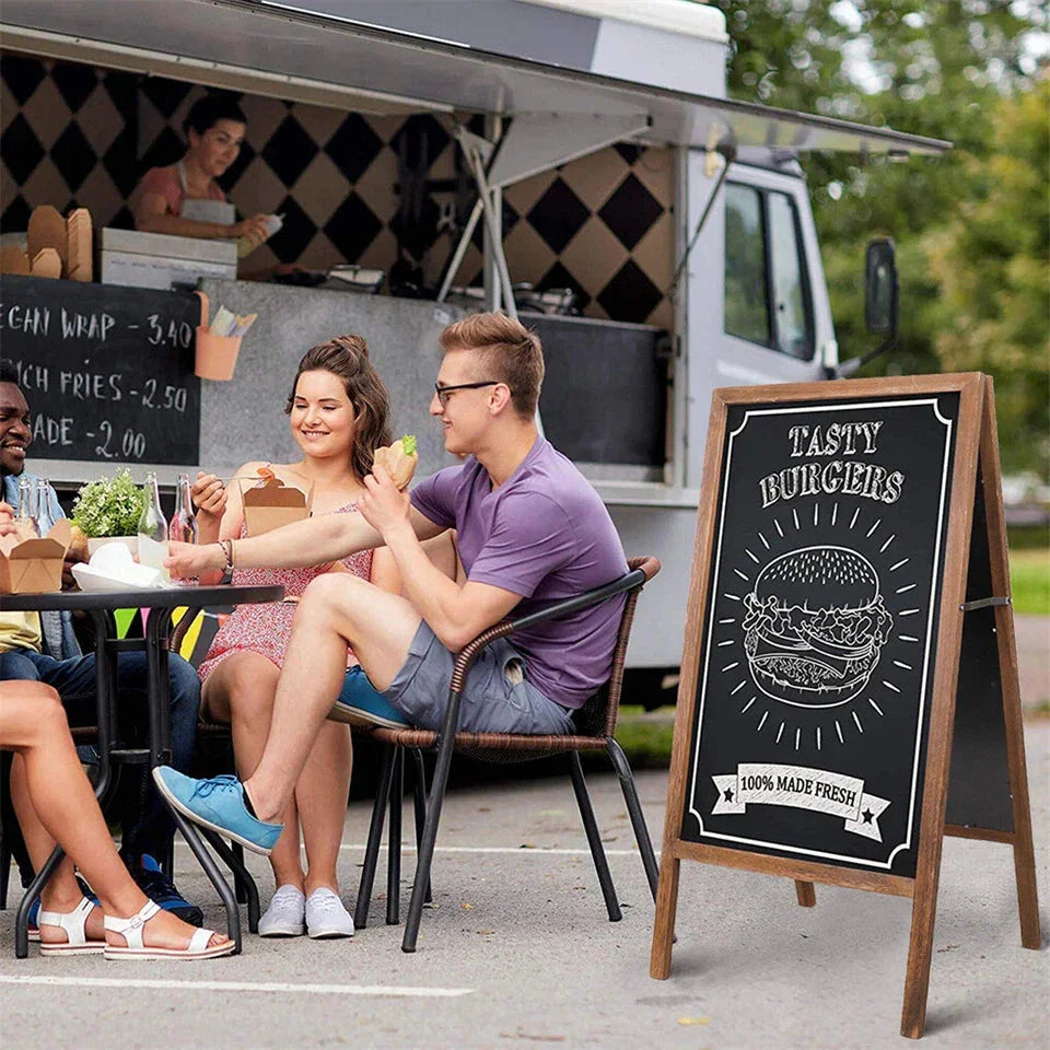 Rustic Wooden Double-Sided Chalkboard Sign for Indoor & Outdoor Use