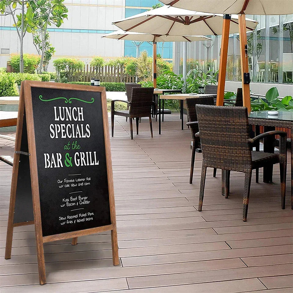 Rustic Wooden Double-Sided Chalkboard Sign for Indoor & Outdoor Use