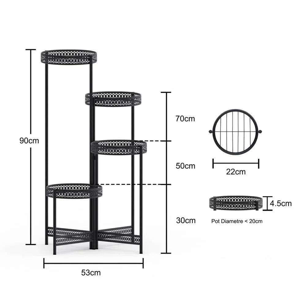 4 Tier Foldable Corner Tall Plant Stand Metal Flower Display Rack Indoor Outdoor