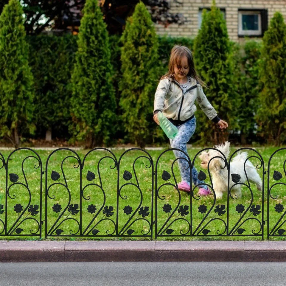 5-Piece Decorative Garden Fence Black Metal Wire Patio